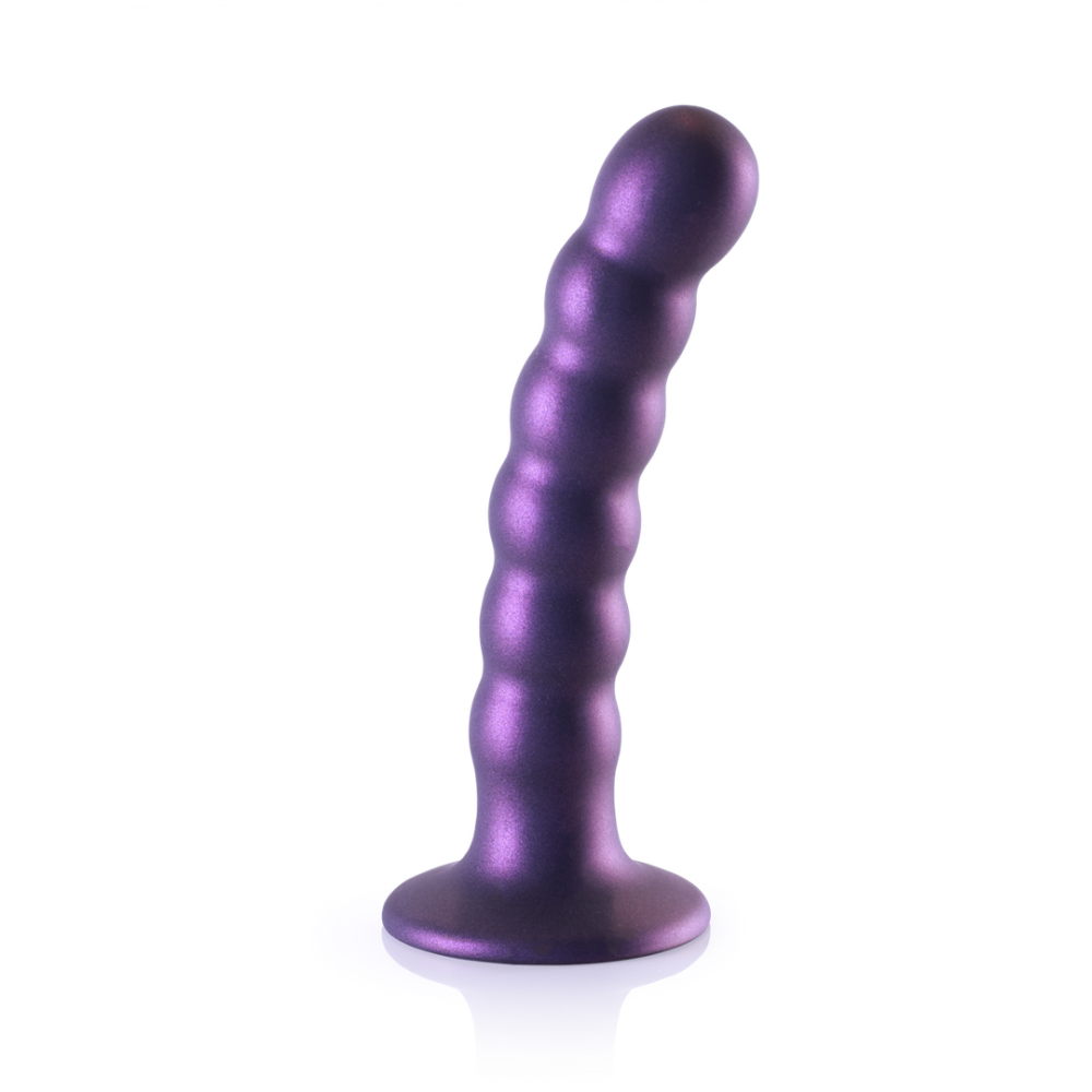 Ouch! by Shots Beaded Silicone G-Spot Dildo - 5'' / 13 cm - Metallic Paars afbeelding