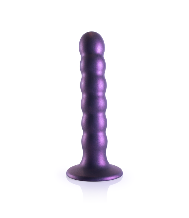Ouch! by Shots Beaded Silicone G-Spot Dildo - 5'' / 13 cm - Metallic Paars