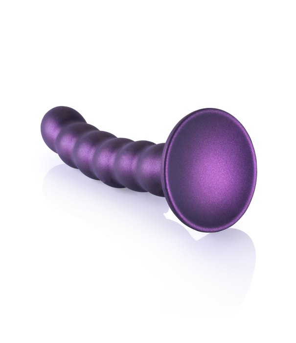 Ouch! by Shots Beaded Silicone G-Spot Dildo - 5'' / 13 cm - Metallic Paars