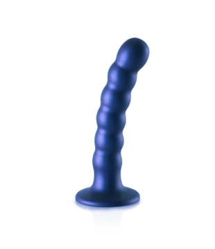 Beaded Silicone G-Spot Dildo - 5'' / 13 cm - Metallic Blauw
