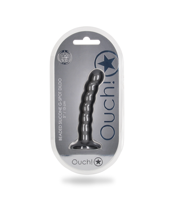 Ouch! by Shots Gekraalde Siliconen G-Spot Dildo - 5'' / 13 cm - Gunmetal