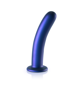Zachte Silicone G-Spot Dildo - 7'' / 17 cm - Metallic Blauw