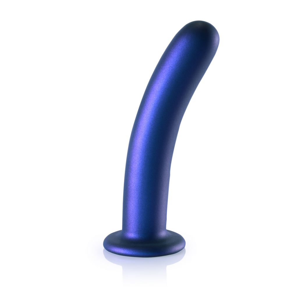 Ouch! by Shots Zachte Silicone G-Spot Dildo - 7'' / 17 cm - Metallic Blauw afbeelding