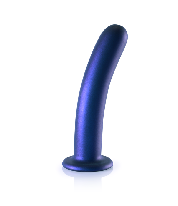 Ouch! by Shots Zachte Silicone G-Spot Dildo - 7'' / 17 cm - Metallic Blauw