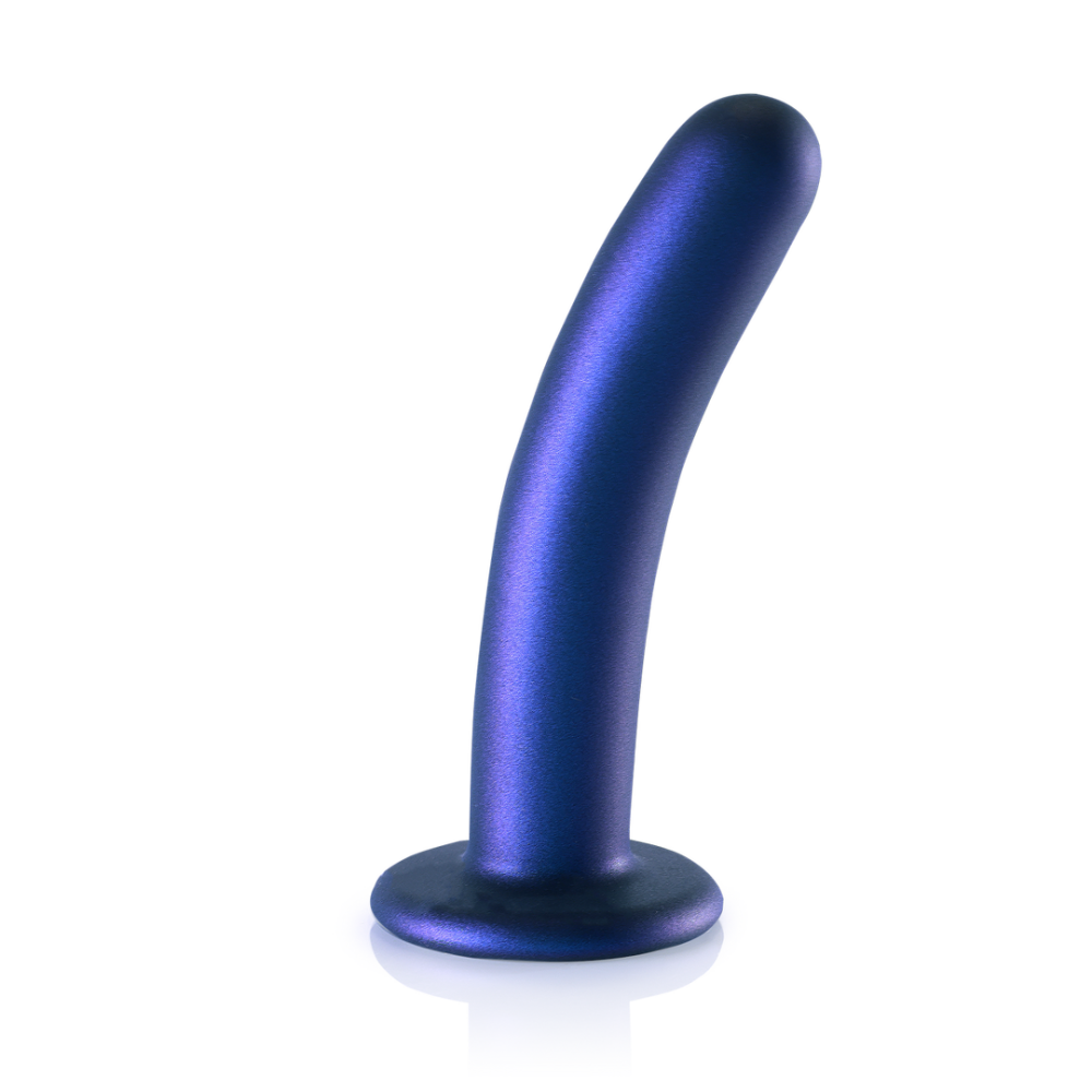 Ouch! by Shots Zachte Silicone G-Spot Dildo - 6'' / 14,5 cm - Metallic Blauw afbeelding