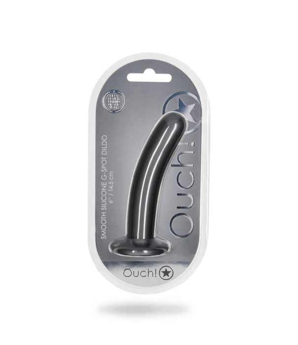 Ouch! by Shots Zachte Silicone G-Spot Dildo - 6'' / 14,5 cm - Gunmetal