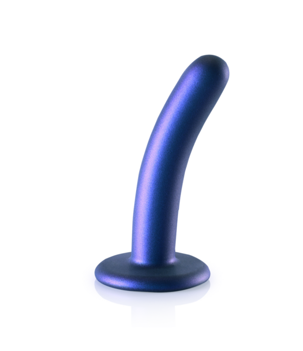 Ouch! by Shots Zachte Siliconen G-Spot Dildo - 5'' / 12 cm - Metallic Blauw