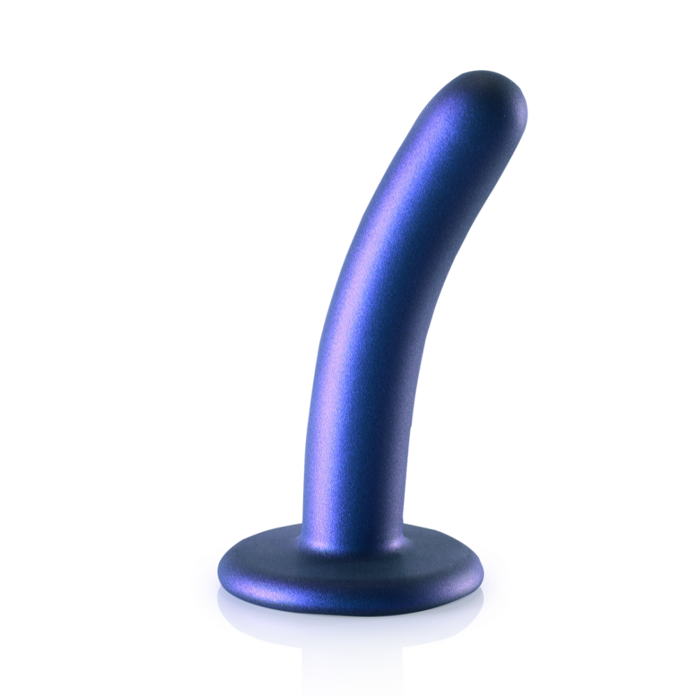 Ouch! by Shots Zachte Siliconen G-Spot Dildo - 5'' / 12 cm - Metallic Blauw afbeelding