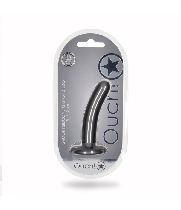 Ouch! by Shots Zachte Siliconen G-Spot Dildo - 5'' / 12 cm - Gunmetal