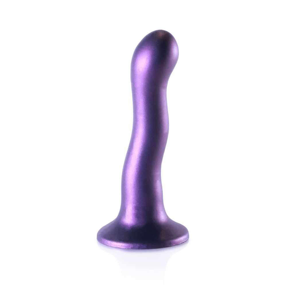 Ouch! by Shots Ultra Soft Silicone Curvy G-Spot Dildo - 7'' / 17 cm - Metallic Purple afbeelding