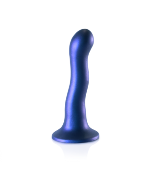 Ultra Zachte Siliconen Curve G-Spot Dildo - 7'' / 17 cm - Metallic Blauw