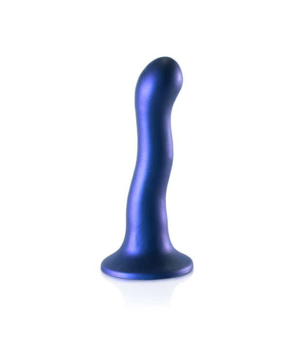 Ouch! by Shots Ultra Zachte Siliconen Curve G-Spot Dildo - 7'' / 17 cm - Metallic Blauw