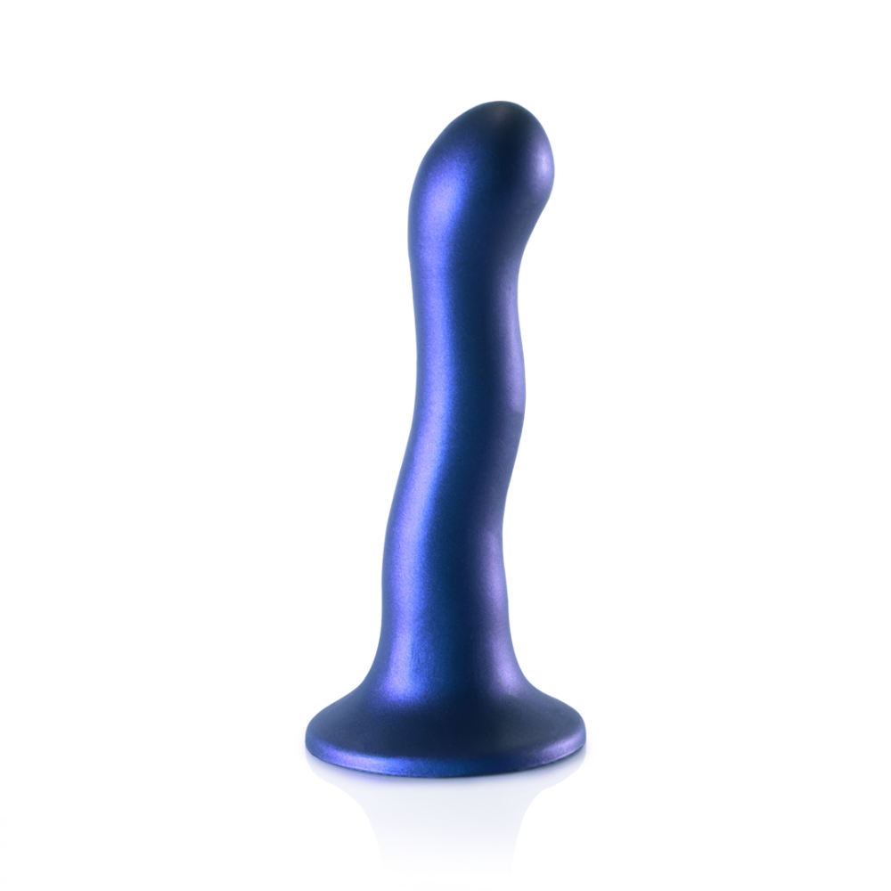 Ouch! by Shots Ultra Zachte Siliconen Curve G-Spot Dildo - 7'' / 17 cm - Metallic Blauw afbeelding