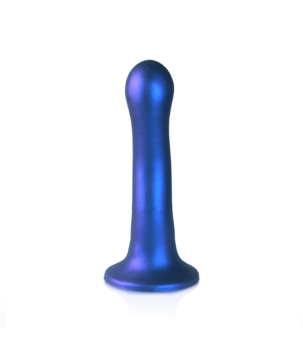 Ouch! by Shots Ultra Zachte Siliconen Curve G-Spot Dildo - 7'' / 17 cm - Metallic Blauw