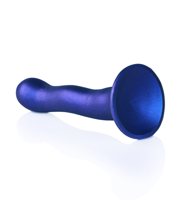 Ouch! by Shots Ultra Zachte Siliconen Curve G-Spot Dildo - 7'' / 17 cm - Metallic Blauw