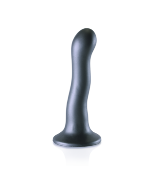Ultra Soft Silicone Curvy G-Spot Dildo - 7'' / 17 cm - Gunmetal