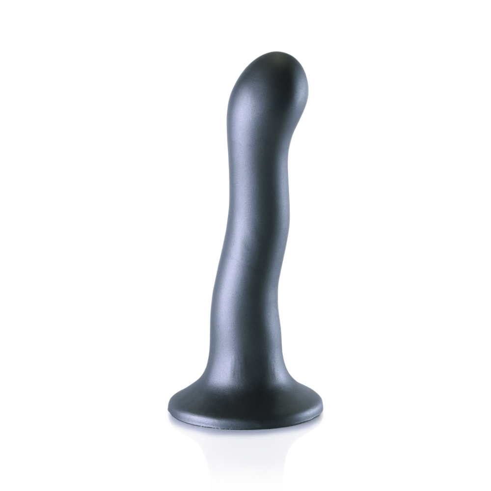 Ouch! by Shots Ultra Soft Silicone Curvy G-Spot Dildo - 7'' / 17 cm - Gunmetal afbeelding