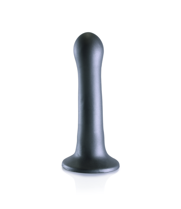 Ouch! by Shots Ultra Soft Silicone Curvy G-Spot Dildo - 7'' / 17 cm - Gunmetal