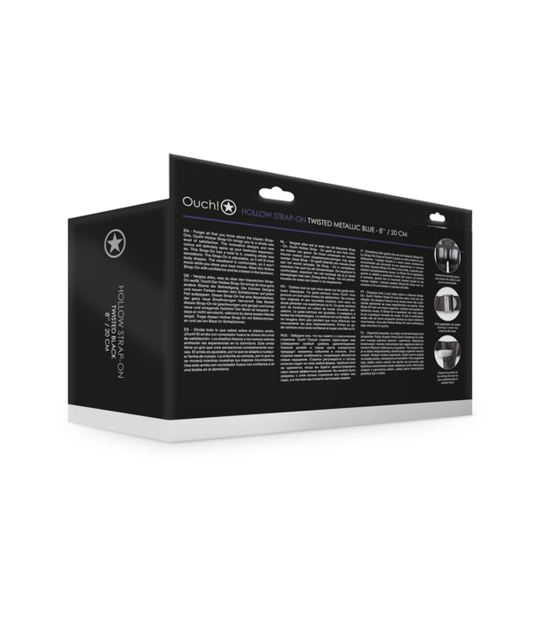 Ouch! by Shots Gekromde Holle Strap-On - 8 / 20 cm - Metallic Blauw