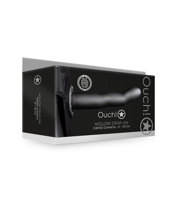 Ouch! by Shots Gebogen Holle Strap-On - 8 / 20 cm - Gunmetal