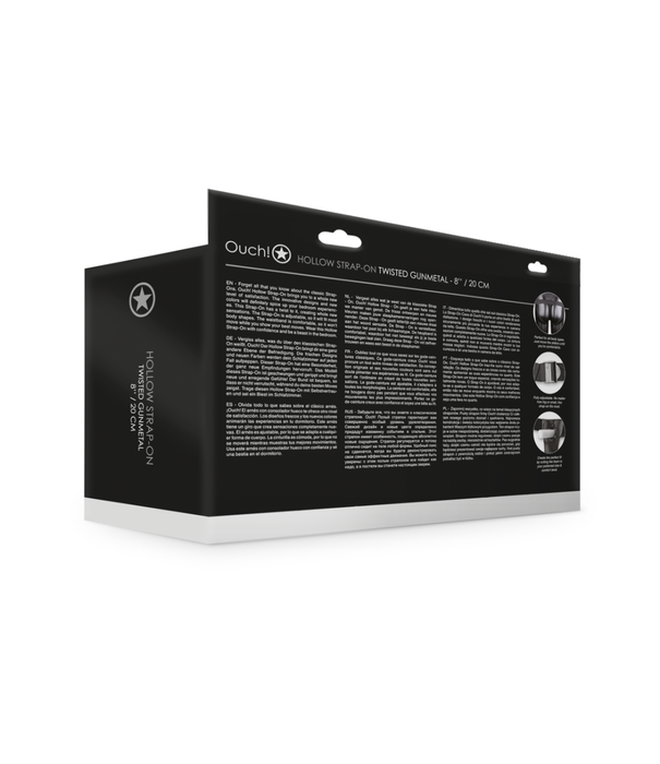 Ouch! by Shots Gebogen Holle Strap-On - 8 / 20 cm - Gunmetal