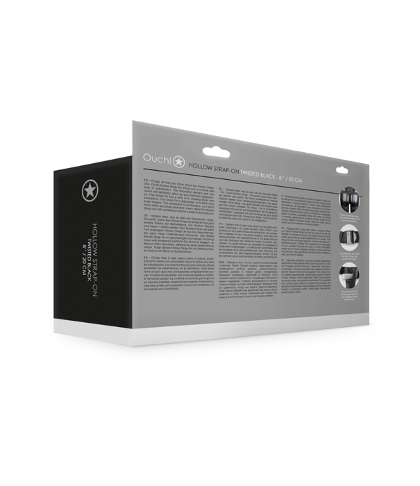 Ouch! by Shots Gebogen Holle Strap-On - 8 / 20 cm - Zwart