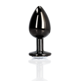 Ronde Edelsteen Butt Plug - Groot - Gunmetal/Diamant