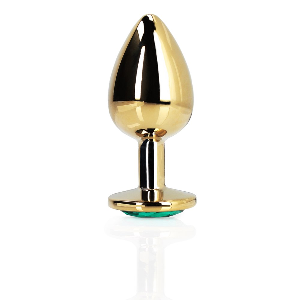Ouch! by Shots Ronde Gem Buttplug - Groot - Goud/Emerald Groen afbeelding