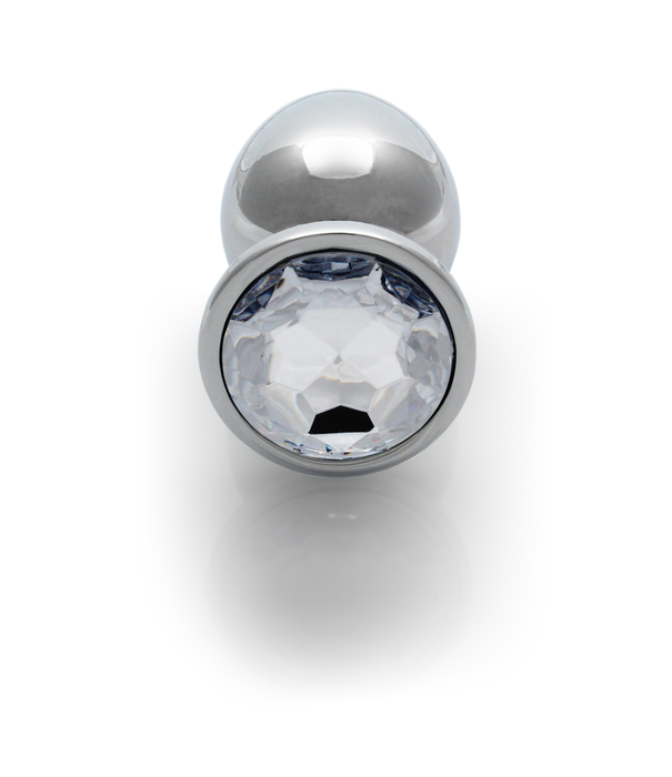 Ouch! by Shots Ronde Edelsteen Butt Plug - Groot - Zilver/Diamant