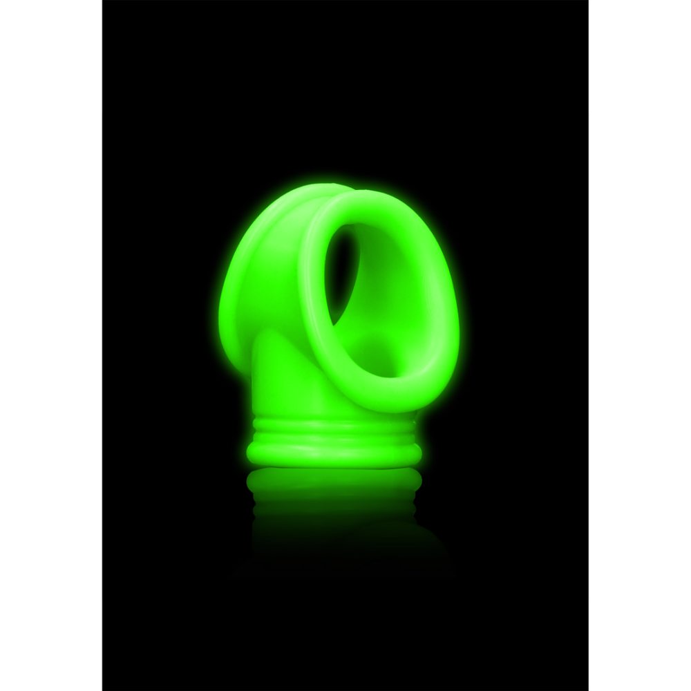 Ouch! by Shots Cockring Ball Strap - Glow in the Dark afbeelding