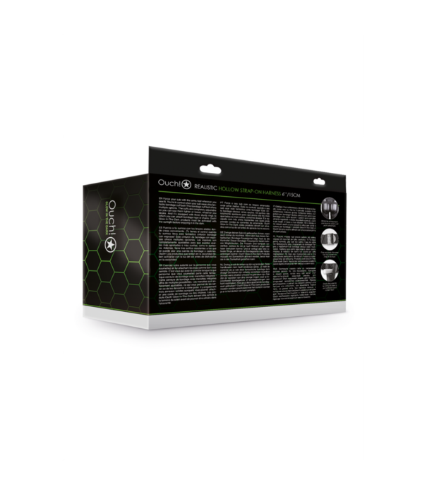 Ouch! by Shots Realistische Strap-On Harnas - Glow in the Dark - 7 / 18 cm