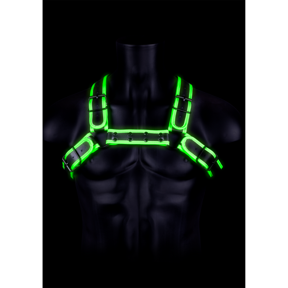 Ouch! by Shots Bulldog Harnas met Gesp - Glow in the Dark - S/M afbeelding