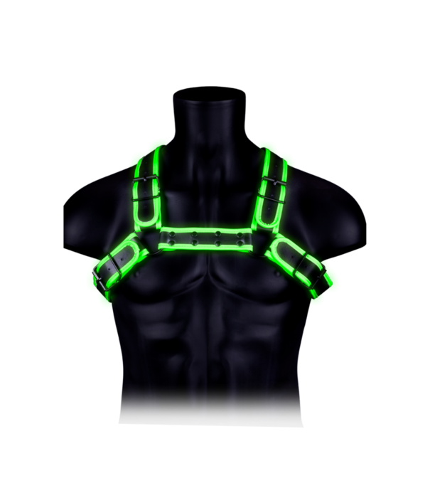 Ouch! by Shots Bulldog Harnas met Gesp - Glow in the Dark - S/M