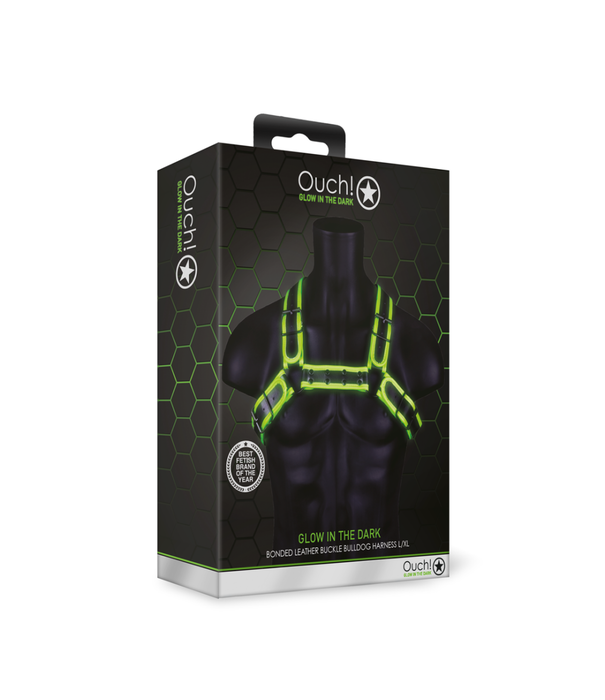 Ouch! by Shots Bulldog Harnas met Gesp - Glow in the Dark - L/XL