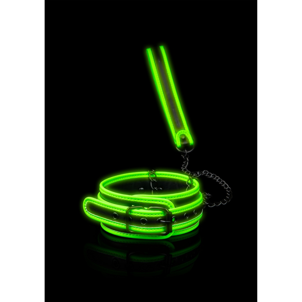 Ouch! by Shots Halsband en Leash - Glo in het Donker afbeelding