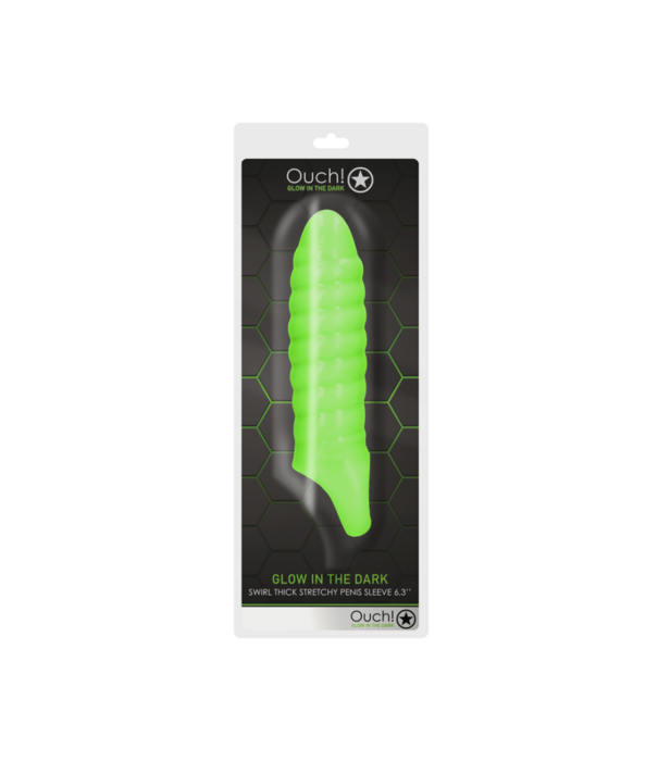 Ouch! by Shots Swirl Dikke Rekbare Penis Sheath - Glow in the Dark