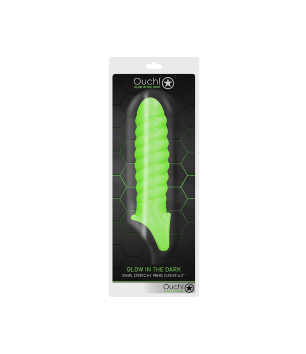 Ouch! by Shots Swirl Rekbare Penis Sheath - Glow in the Dark