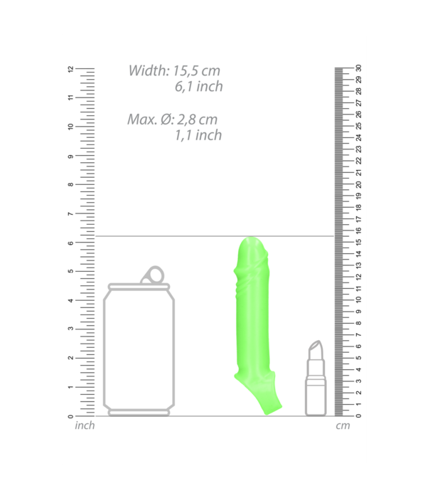 Ouch! by Shots Zachte, Rekbare Penis Sheath - Glow in the Dark