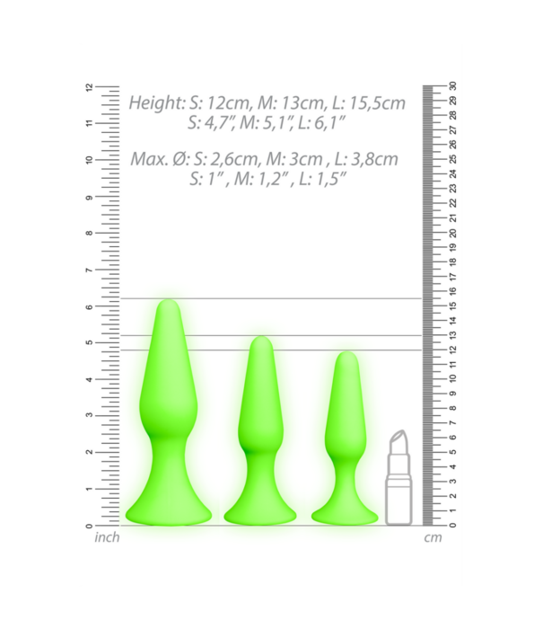 Ouch! by Shots Butt Plug Set - Glow in the Dark