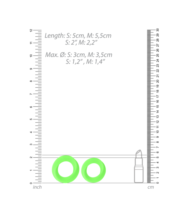 Ouch! by Shots Cockring Set - Glow in the Dark - 2 Stuks