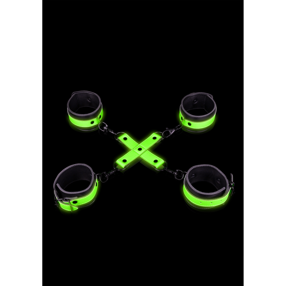 Ouch! by Shots Hand- en enkelboeien met hogtie - Glow in the Dark afbeelding