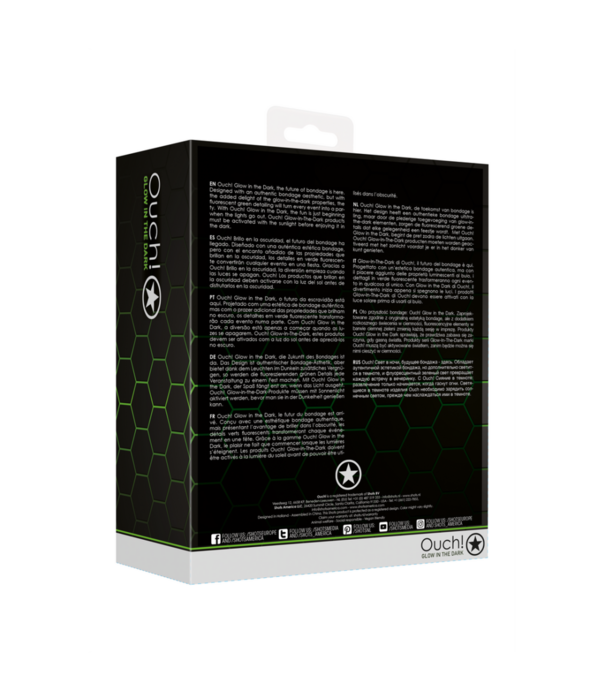 Ouch! by Shots Hand- en enkelboeien met hogtie - Glow in the Dark