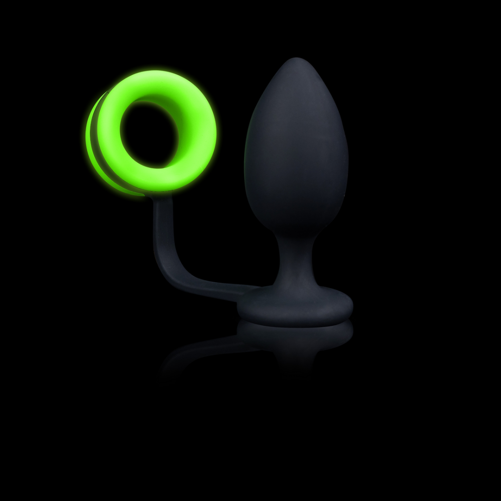 Ouch! by Shots Buttplug met Cockring - Glow in the Dark afbeelding