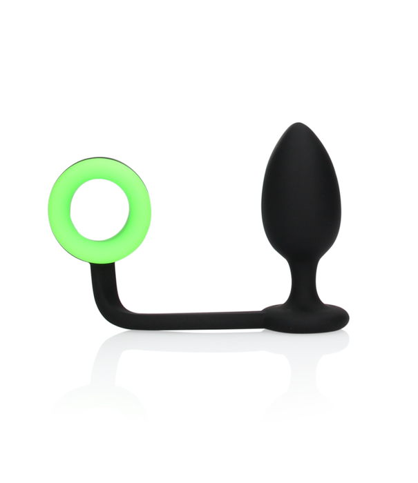 Ouch! by Shots Buttplug met Cockring - Glow in the Dark