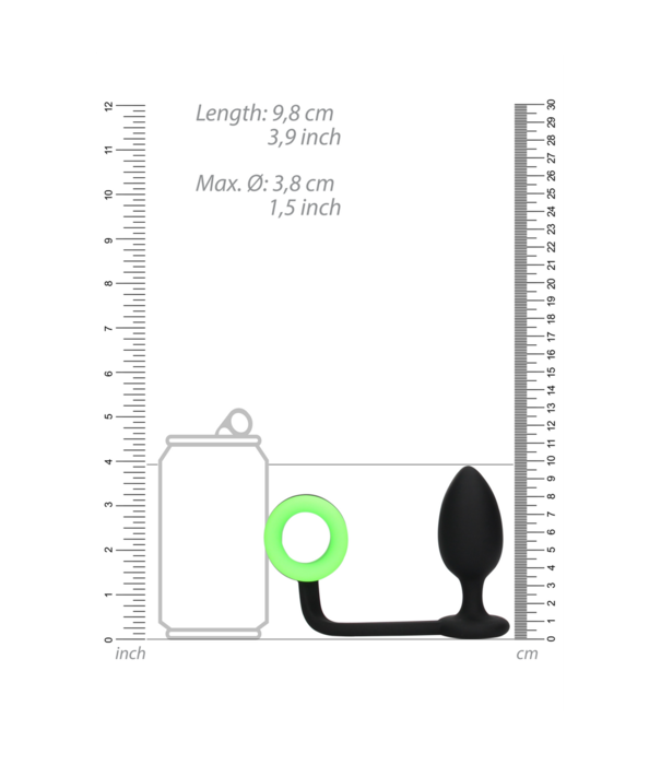 Ouch! by Shots Buttplug met Cockring - Glow in the Dark