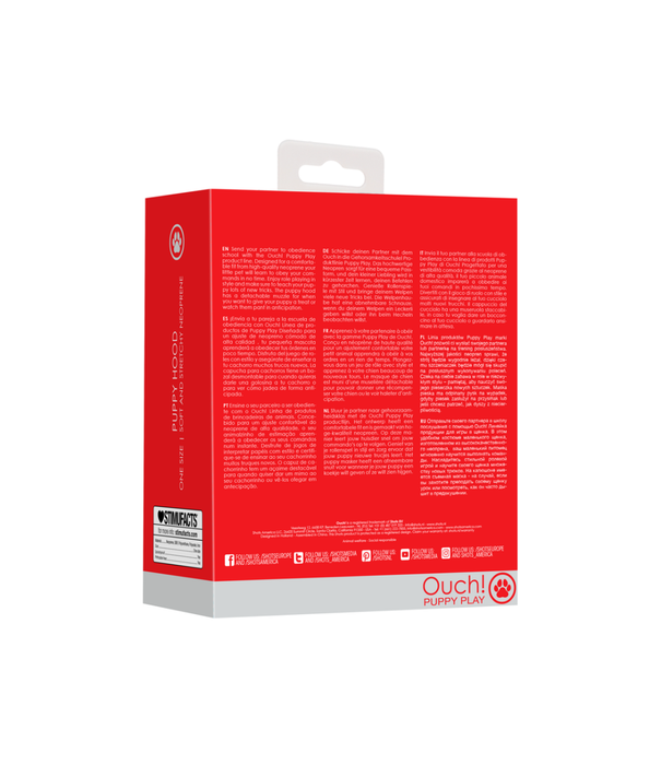 Ouch! by Shots Neopreen Puppy Mask - Rood