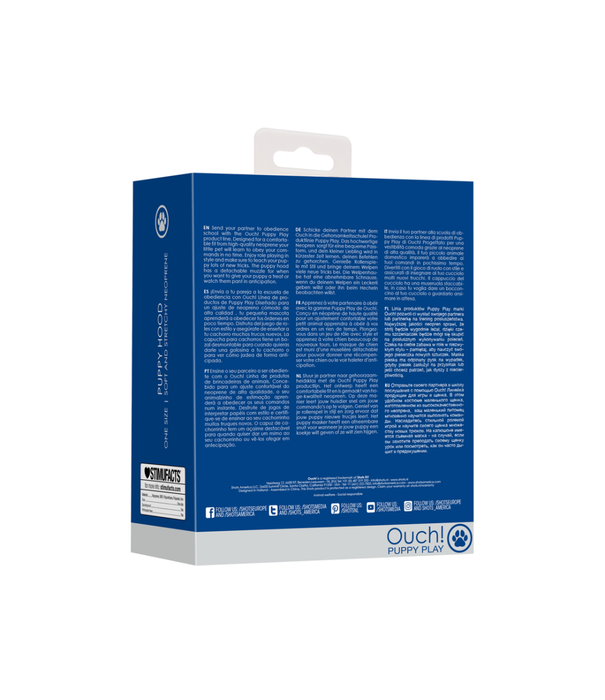 Ouch! by Shots Neopreen Puppy Mask - Blauw