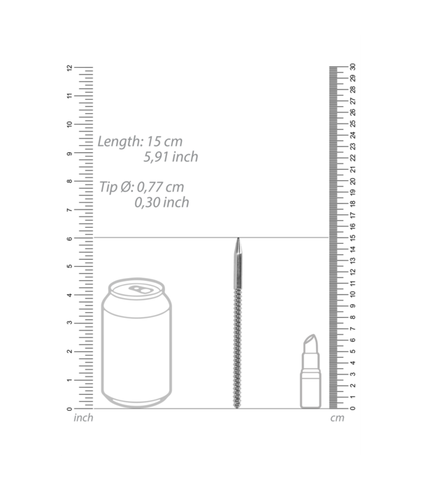 Ouch! by Shots Roestvrijstalen Geribbelde Dilator - 0,3 / 8 mm