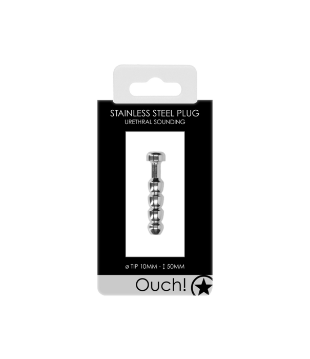 Ouch! by Shots Ribbed Hollow Penis Plug - 0.4 / 10 mm