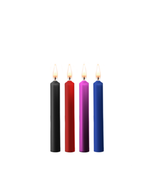 Plagerige Was Kaarsen - 4 Stukken - Multicolor